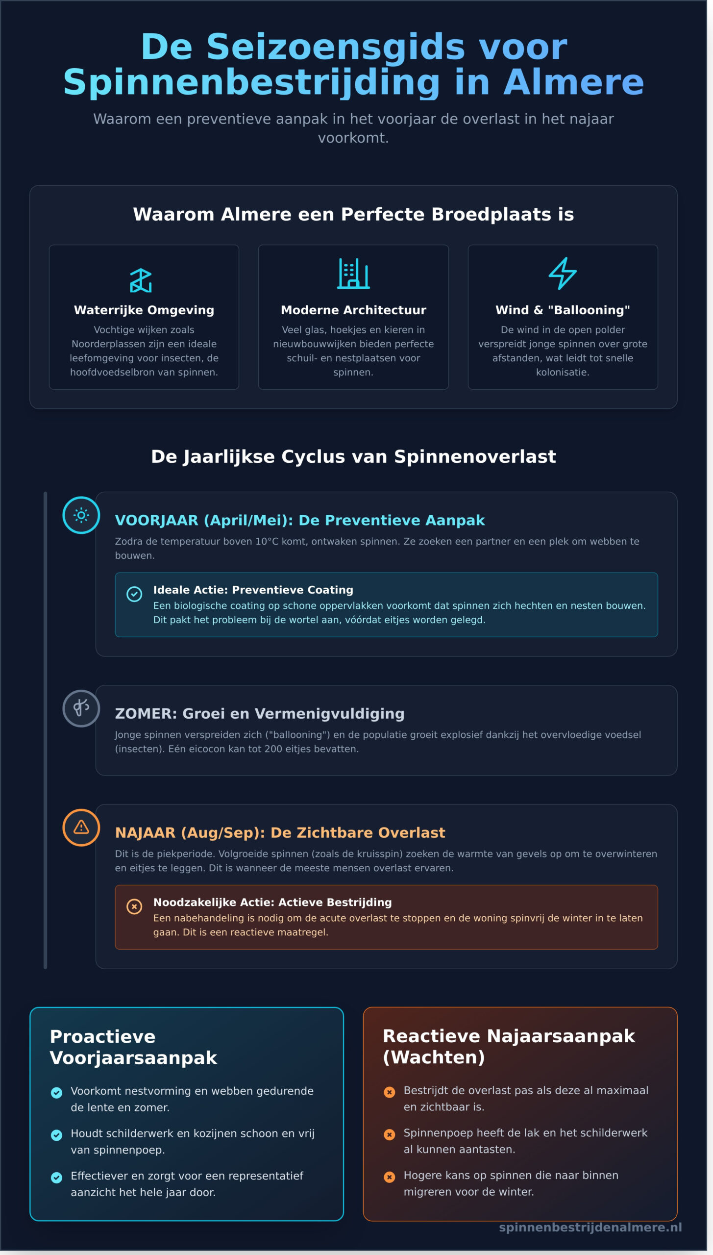Seizoen spinnenbestrijding in Almere: De beste timing voor een spinnenvrij huis in 2026