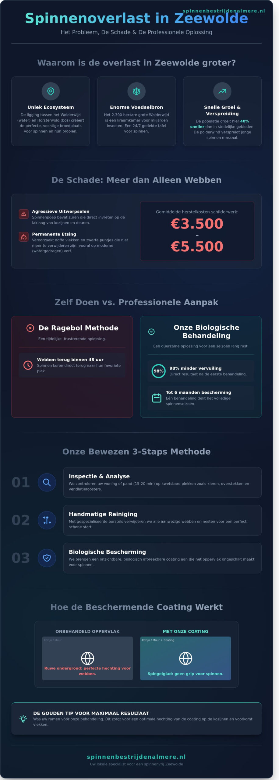 Spinnen bestrijden in Zeewolde: Uw woning en boot weer spinnenvrij
