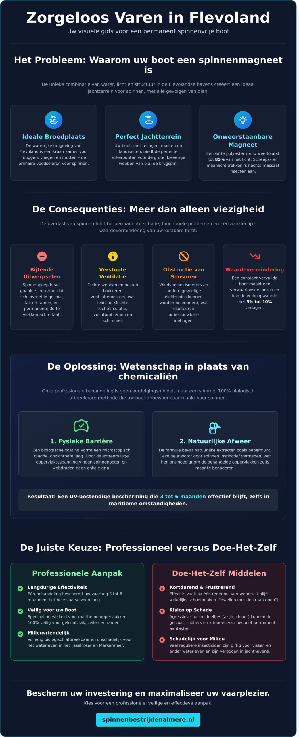 Spinnenbestrijding boot Flevoland: Uw vaartuig in 2026 volledig spinnenvrij