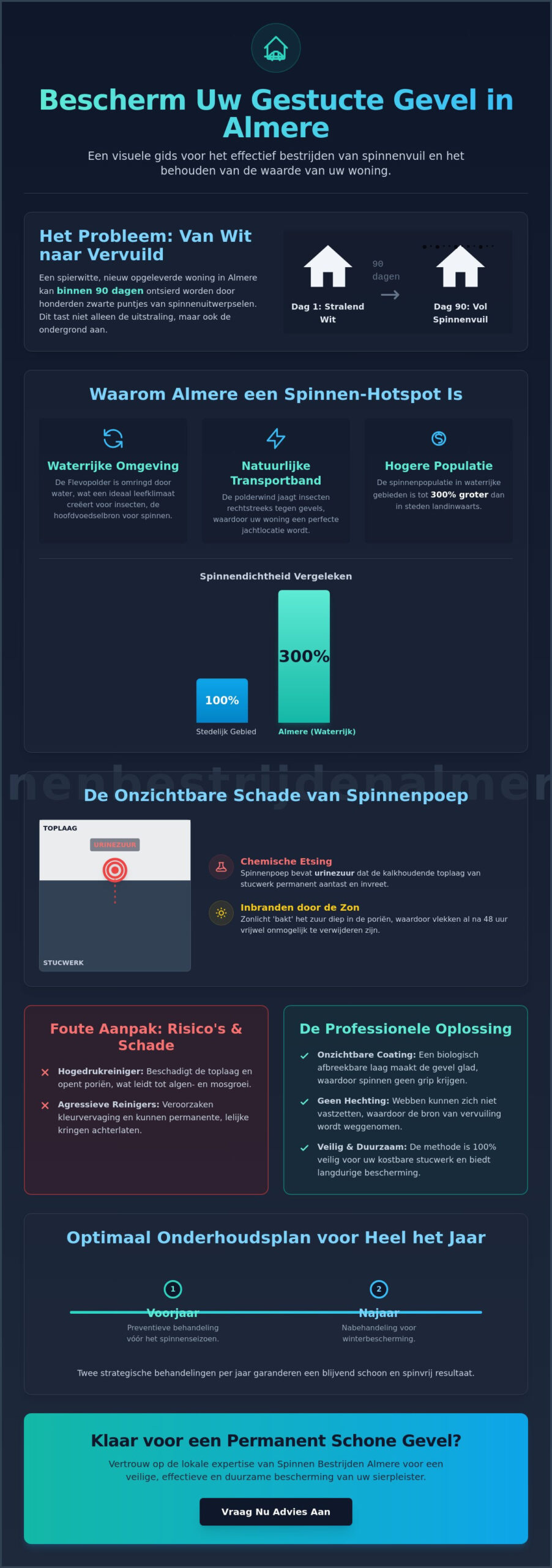 Bescherming van gevelstuc tegen spinnen in Almere: Zo blijft uw stucwerk stralend wit